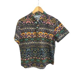 SHEIN Multicolor Patterned Casual Button Down Shirt